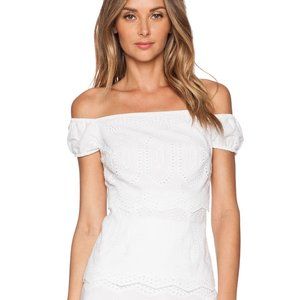 Bailey 44 White Embroidered Off Shoulder Racketer Top